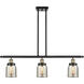 Ballston Bell LED 36 inch Black Antique Brass Island Light Ceiling Light in Silver Plated Mercury Glass