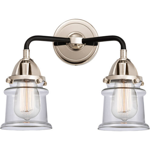 Nouveau 2 Small Canton LED 13.25 inch Black Polished Nickel Bath Vanity Light Wall Light in Clear Glass