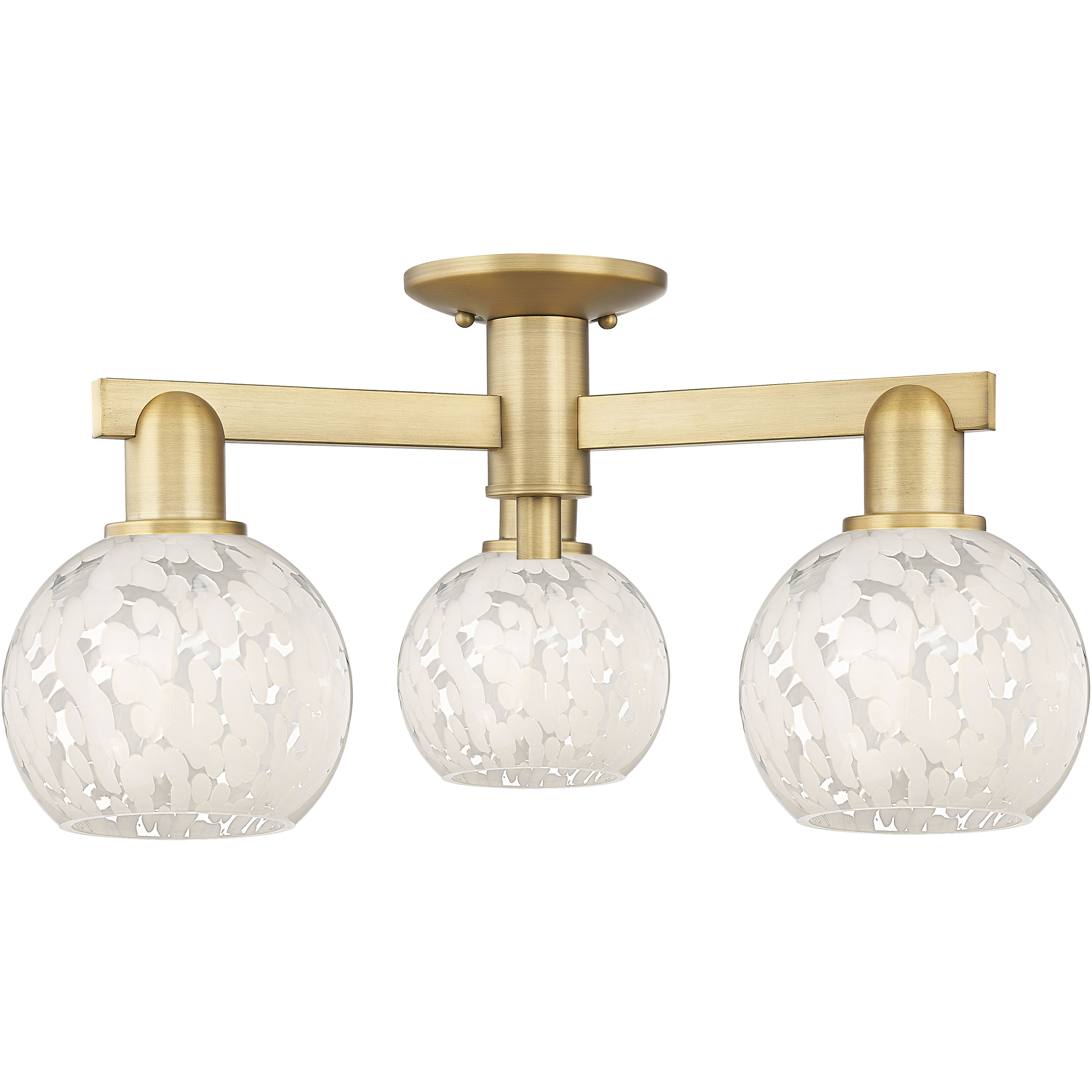 Arcadia White Mouchette 3 Light 23.25 inch Brushed Brass Semi-Flush Mount Ceiling Light
