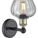 Fenton Sconce Wall Light in Black Antique Brass, Clear
