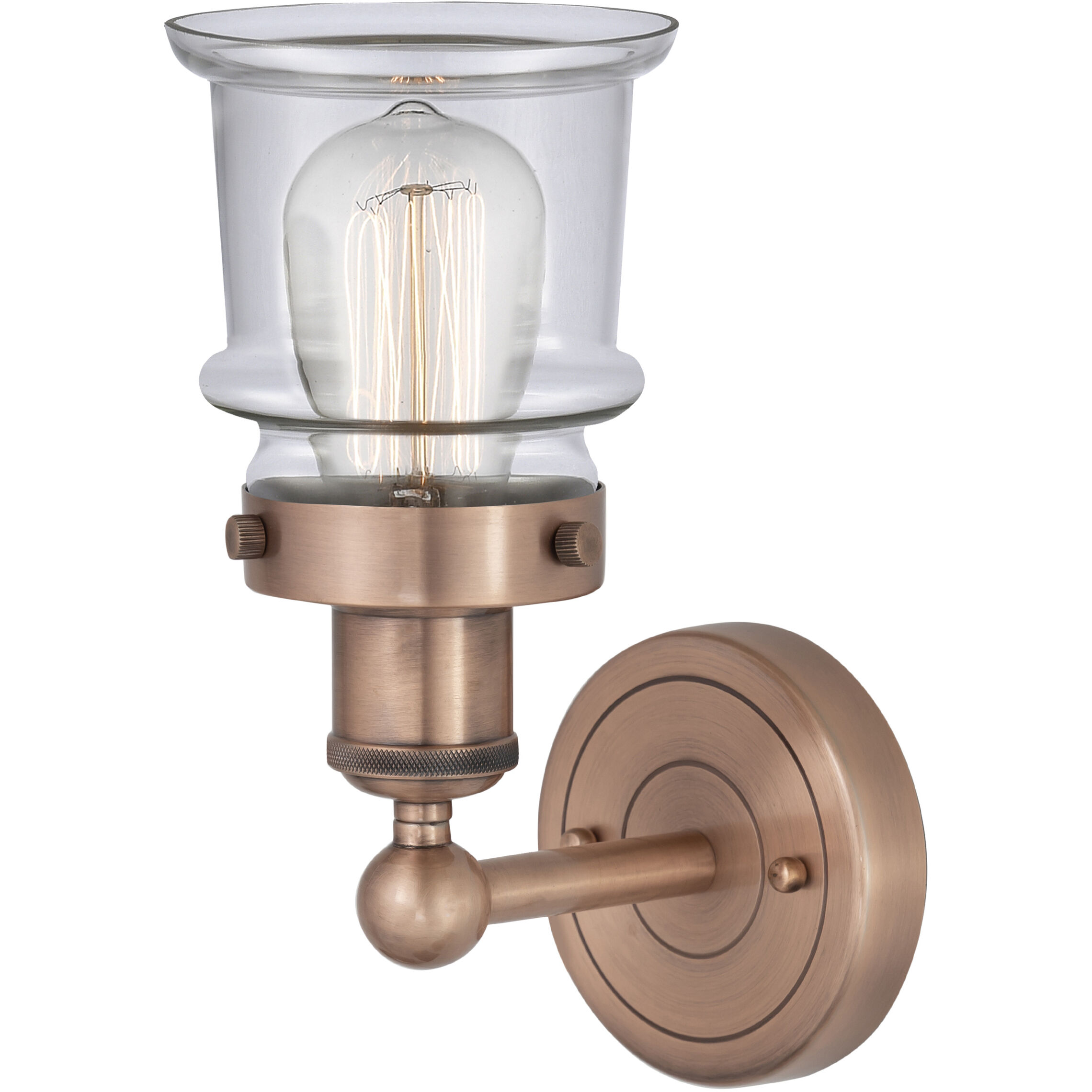 Canton Sconce Wall Light in Antique Copper, Clear