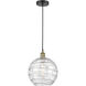 Athens Deco Swirl 1 Light 12 inch Black Antique Brass Mini Pendant Ceiling Light in Clear Deco Swirl Glass