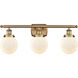 Ballston Beacon 3 Light 26 inch Brushed Brass Bath Vanity Light Wall Light in Matte White Glass