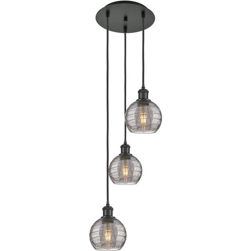 Ballston Athens Deco Swirl 3 Light 12.38 inch Matte Black Cord Hung Multi Pendant Ceiling Light