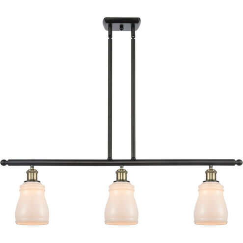 Ballston Ellery LED 36 inch Black Antique Brass Island Light Ceiling Light in White Glass, Ballston