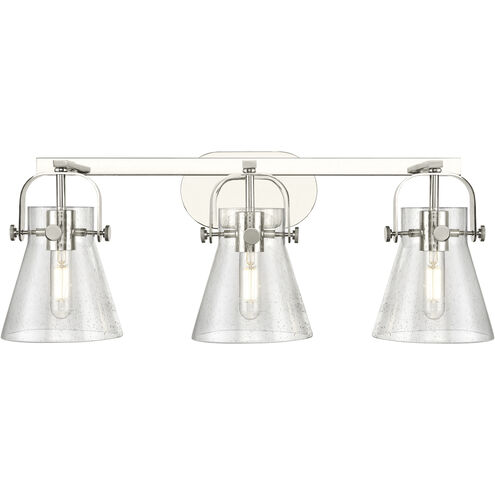 Pilaster II Cone 3 Light 26.5 inch Polished Nickel Bath Vanity Light Wall Light in Seedy Glass