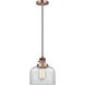 Franklin Restoration Bell 1 Light 8 inch Antique Copper Mini Pendant Ceiling Light in Incandescent, Clear