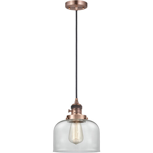 Franklin Restoration Bell 1 Light 8 inch Antique Copper Mini Pendant Ceiling Light in Incandescent, Clear