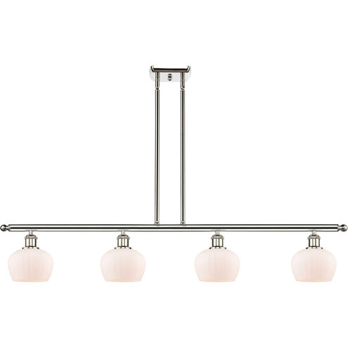 Ballston Fenton LED 48 inch Polished Nickel Island Light Ceiling Light in Matte White Glass, Ballston