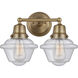 Aditi Oxford 2 Light 16 inch Brushed Brass Bath Vanity Light Wall Light in Seedy Glass