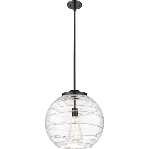 Ballston Athens Deco Swirl LED 15.75 inch Matte Black Pendant Ceiling Light in Clear Deco Swirl