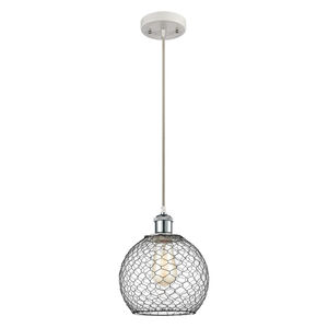 Ballston Farmhouse Chicken Wire LED 8 inch White and Polished Chrome Mini Pendant Ceiling Light, Ballston