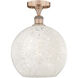 Edison White Mouchette 1 Light 12 inch Antique Copper Semi-Flush Mount Ceiling Light
