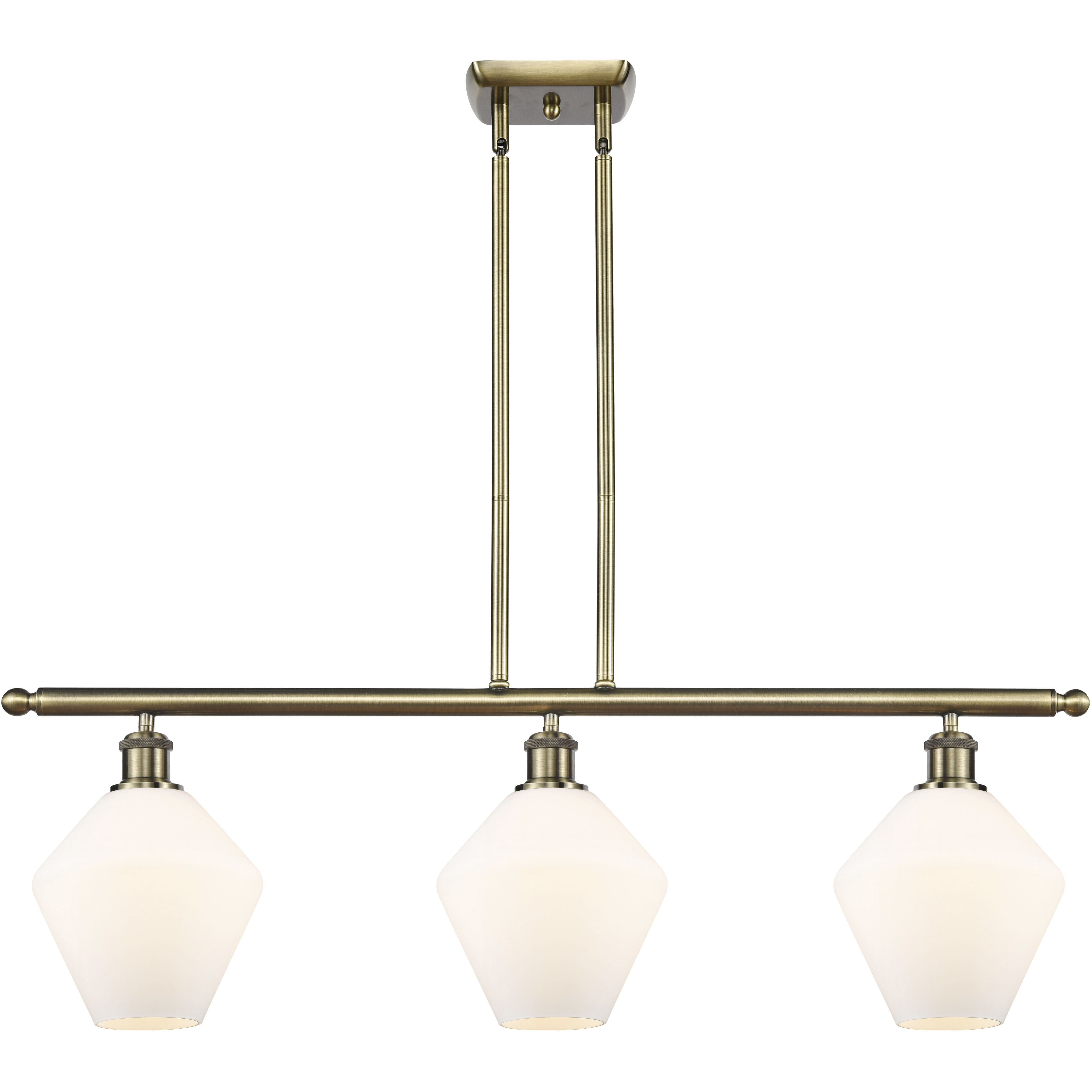 Ballston Cindyrella 3 Light 36 inch Antique Brass Island Light Ceiling Light in Incandescent, Matte White Glass