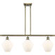 Ballston Cindyrella 3 Light 36 inch Antique Brass Island Light Ceiling Light in Incandescent, Matte White Glass