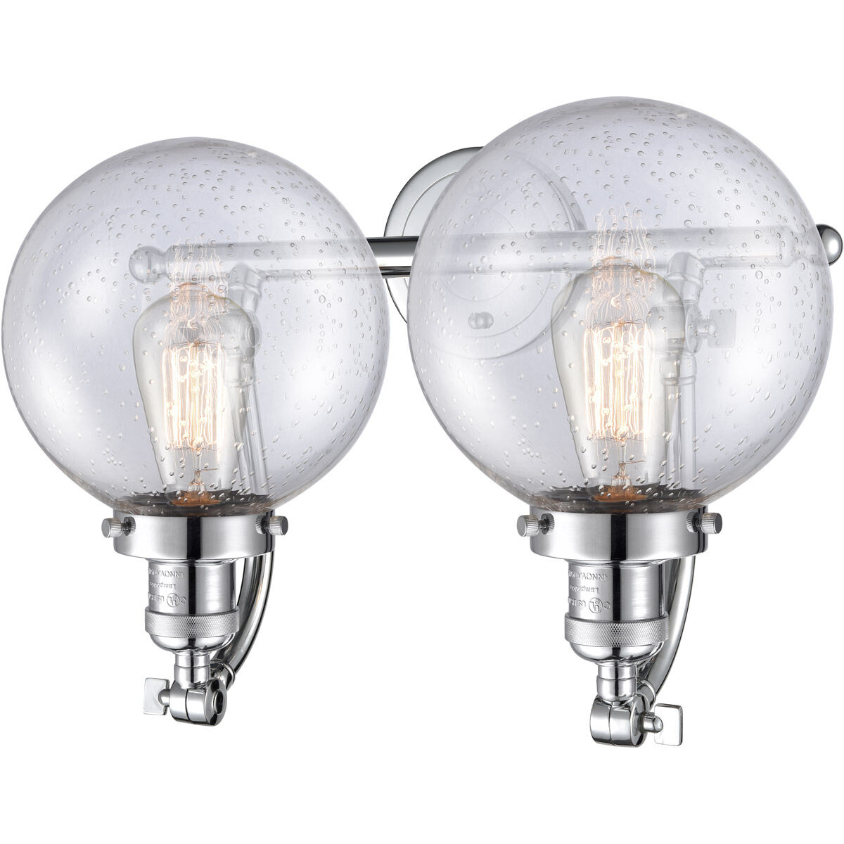 Franklin Restoration Large Beacon LED 18 inch Polished Chrome Bath Vanity Light Wall Light in Seedy Glass, Franklin Restoration