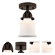 Nouveau 2 Small Canton 1 Light 5 inch Oil Rubbed Bronze Semi-Flush Mount Ceiling Light in Matte White Glass
