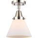 Franklin Restoration X-Large Cone LED 12 inch Polished Nickel Flush Mount Ceiling Light in Matte White Glass
