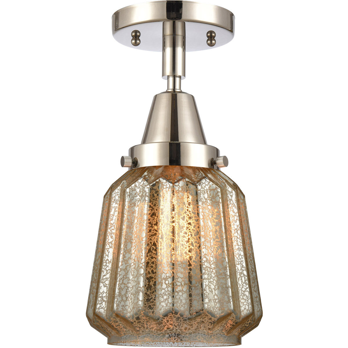 Franklin Restoration Chatham LED 6 inch Polished Nickel Flush Mount Ceiling Light in Mercury Glass