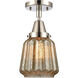 Franklin Restoration Chatham LED 6 inch Polished Nickel Flush Mount Ceiling Light in Mercury Glass
