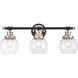 Saybrook 3 Light 24.25 inch Black Polished Nickel Bath Vanity Light Wall Light in Clear Glass