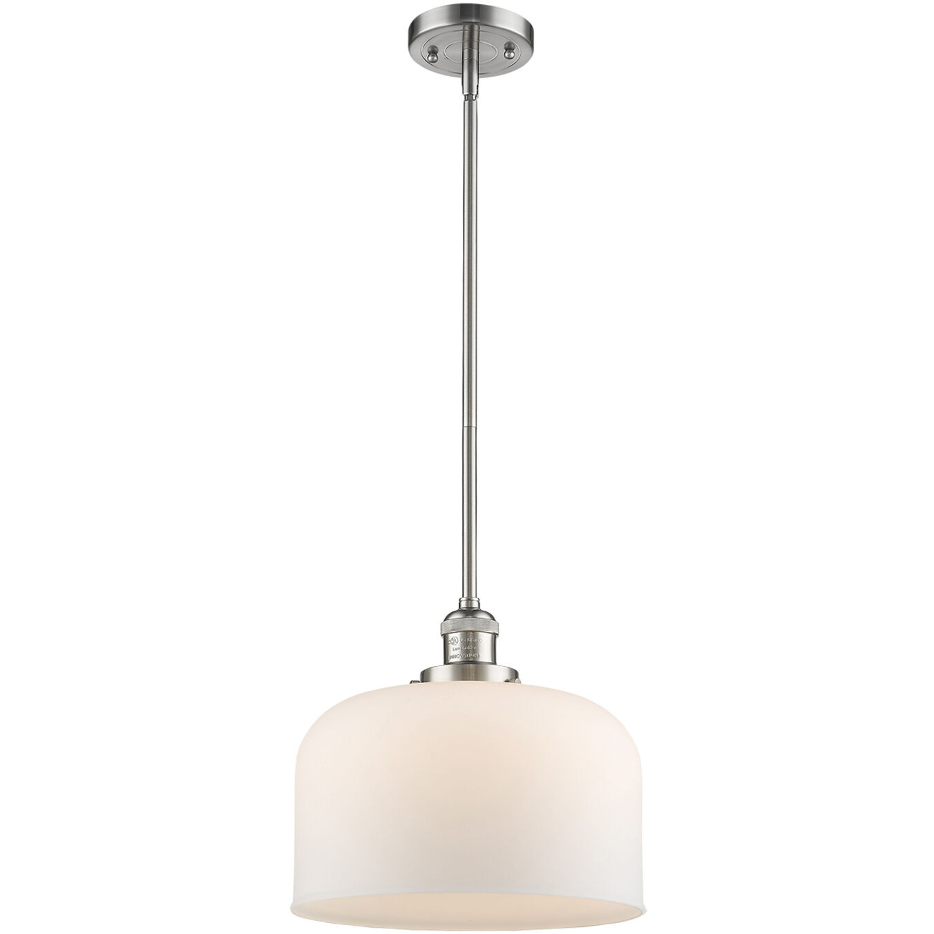 Franklin Restoration Bell LED 12 inch Antique Brass Mini Pendant Ceiling Light in Matte White