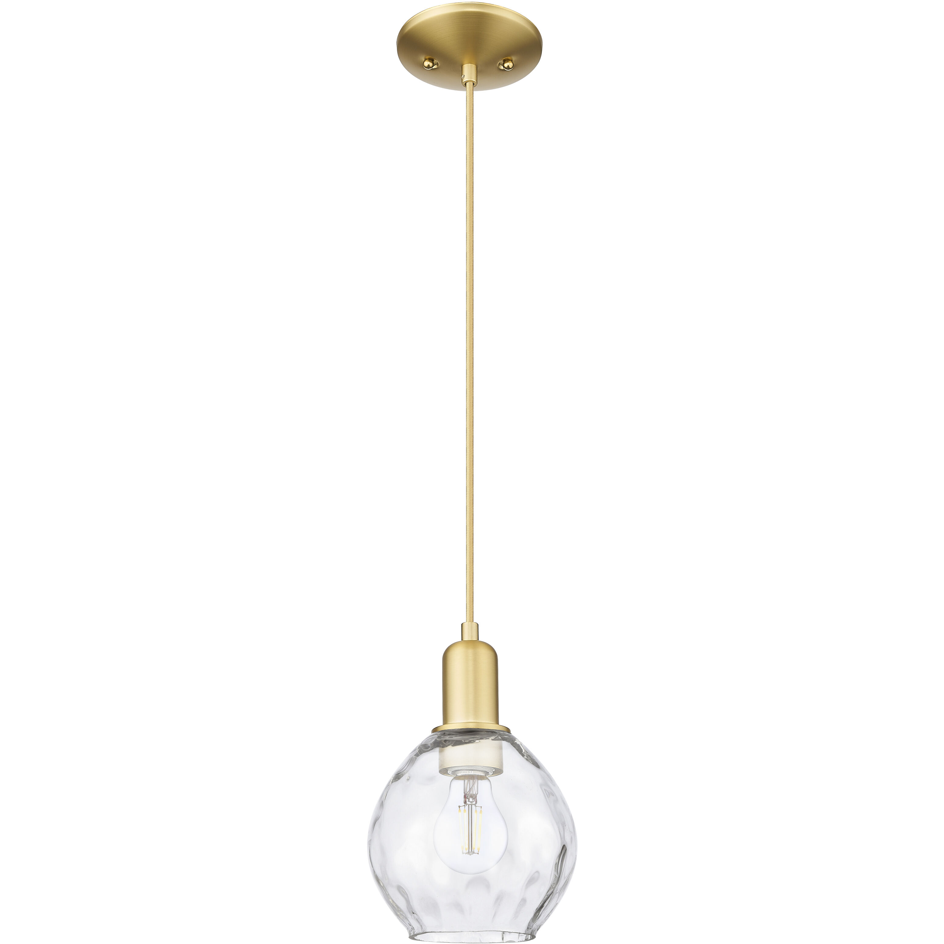 Arcadia Waverly 1 Light 6 inch Satin Gold Mini Pendant Ceiling Light