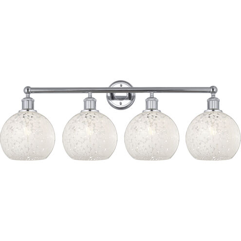 Edison White Mouchette 4 Light 35 inch Polished Chrome Bath Vanity Light Wall Light