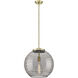 Franklin Restoration Athens Deco Swirl LED 15.75 inch Antique Brass Stem Hung Pendant Ceiling Light