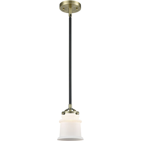Nouveau Canton LED 5.25 inch Black Antique Brass Mini Pendant Ceiling Light in Matte White, Nouveau