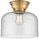 Aditi X-Large Bell 1 Light 12 inch Brushed Brass Flush Mount Ceiling Light in Seedy Glass, Aditi