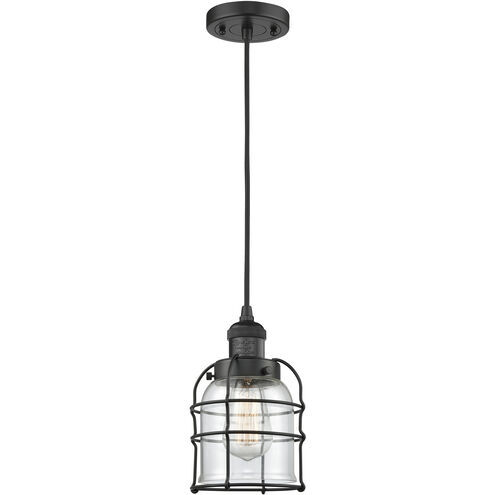 Franklin Restoration Bell Cage 1 Light 6 inch Matte Black Mini Pendant Ceiling Light in Incandescent, Clear, Franklin Restoration