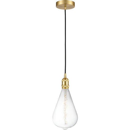 Ballston Edison LED 6.5 inch Satin Gold Mini Pendant Ceiling Light, Ballston