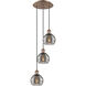 Ballston Rochester 3 Light 12.38 inch Antique Copper Cord Hung Multi Pendant Ceiling Light