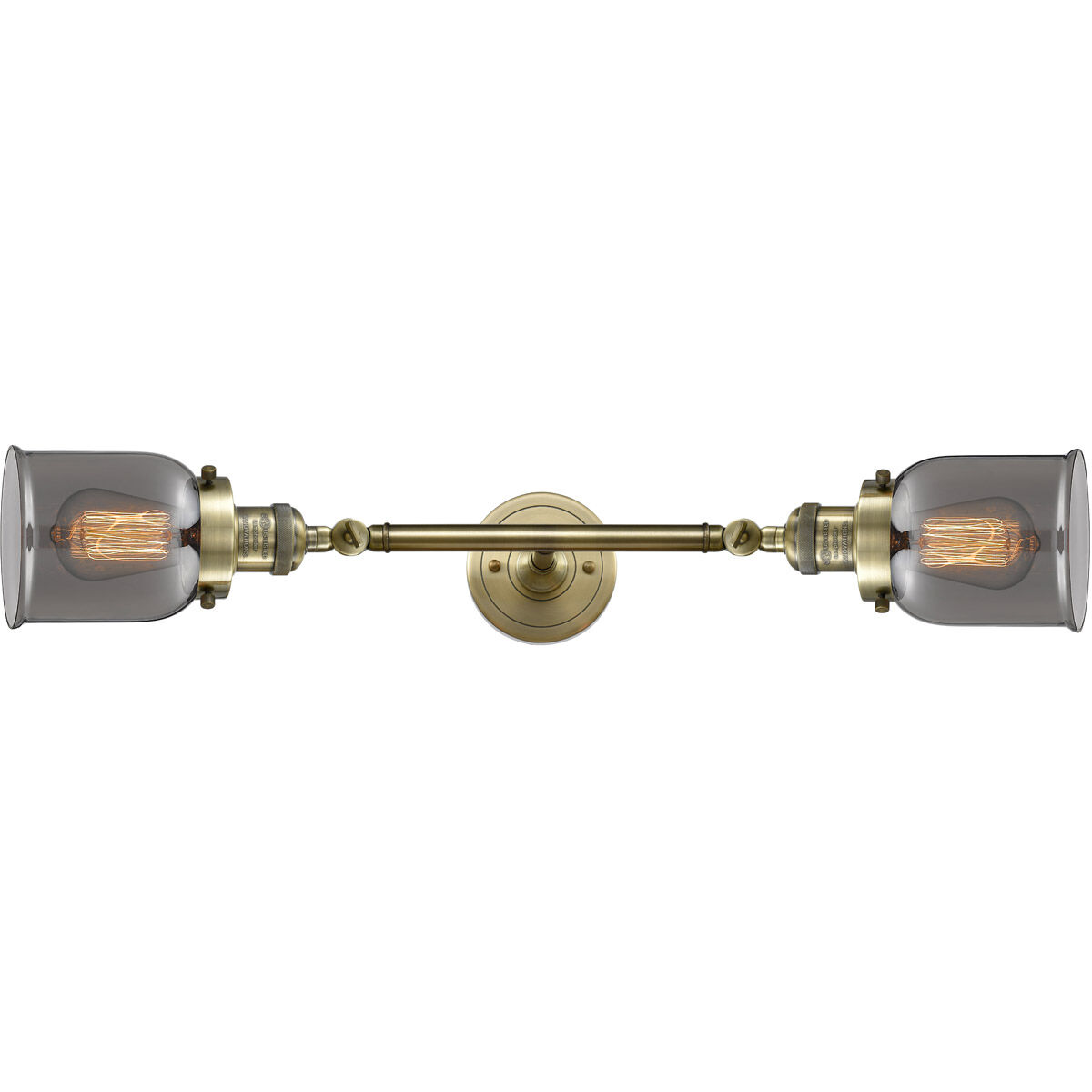 Franklin Restoration Small Bell LED 5 inch Antique Brass Bath Vanity Light Wall Light in Plated Smoke Glass, Franklin Restoration