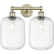 Edison Preston 2 Light 15.75 inch Antique Brass Bath Vanity Light Wall Light in Clear