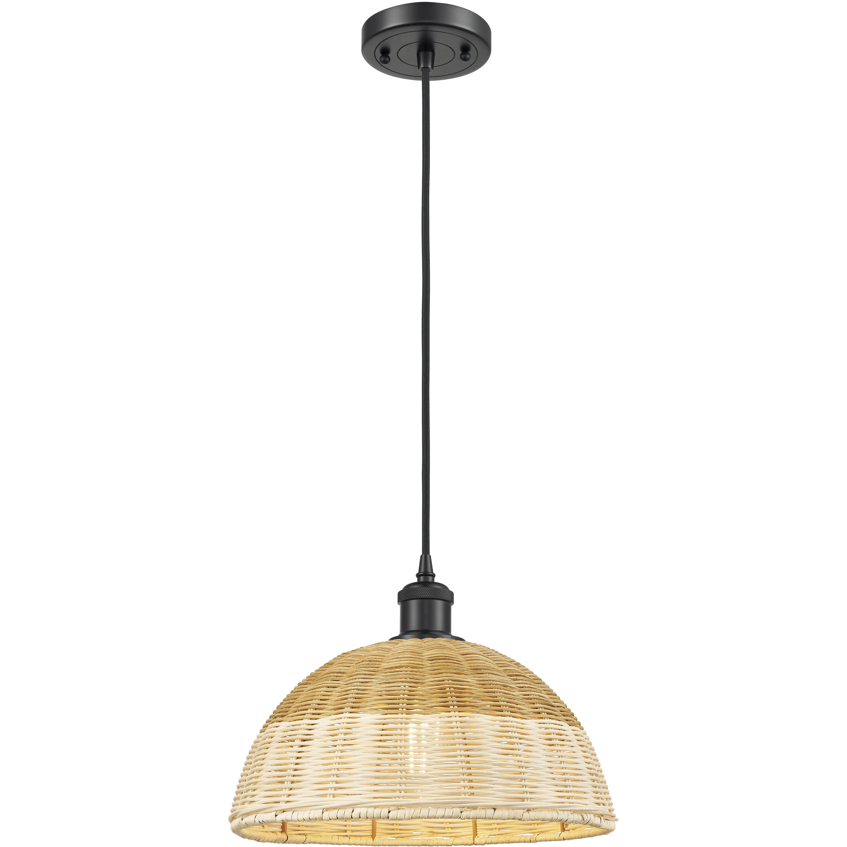 Ballston Bristol Natural II 1 Light 11.75 inch Matte Black Mini Pendant Ceiling Light