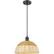 Ballston Bristol Natural II 1 Light 11.75 inch Matte Black Mini Pendant Ceiling Light
