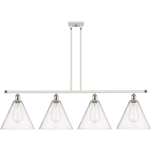 Ballston Ballston Cone LED 50.25 inch White and Polished Chrome Island Light Ceiling Light in Seedy Glass