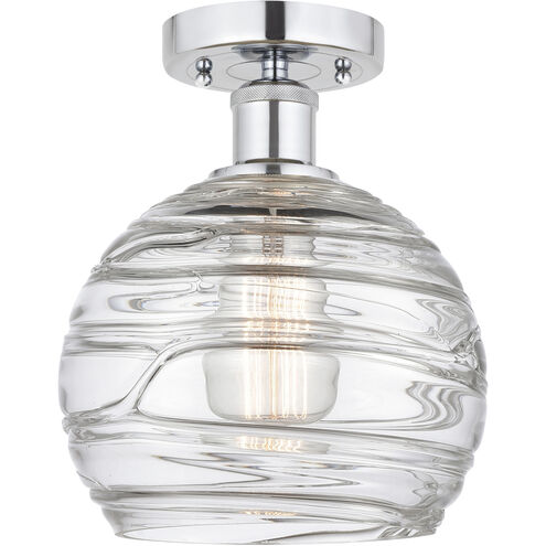 Edison Athens Deco Swirl 1 Light 8 inch Brushed Satin Nickel Semi-Flush Mount Ceiling Light