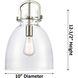 Downtown Urban Newton Bell 1 Light 10 inch Brushed Brass Mini Pendant Ceiling Light in Mercury