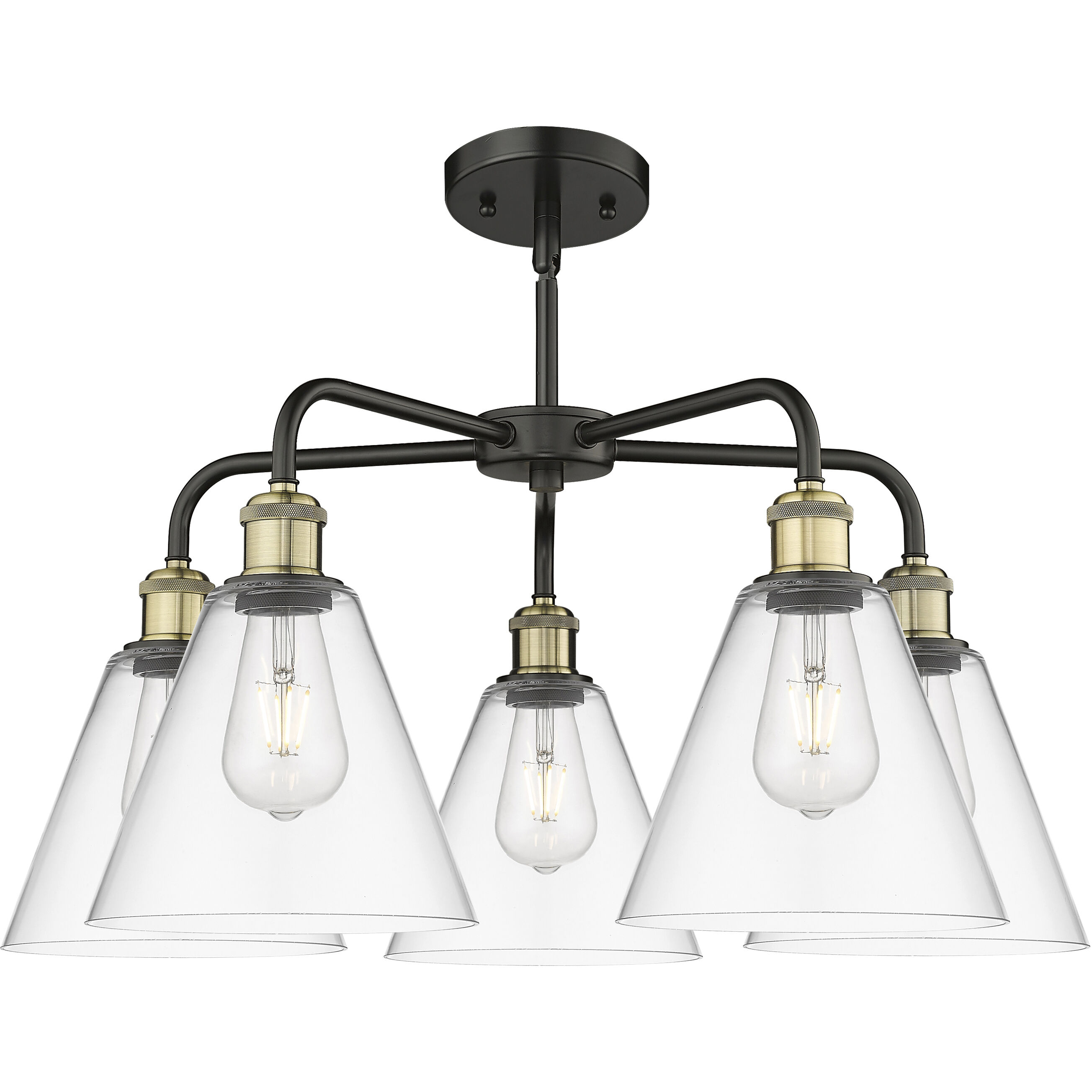 Berkshire 5 Light 26 inch Black Antique Brass Chandelier Ceiling Light in Clear