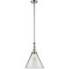 Franklin Restoration Cone LED 12 inch Polished Nickel Mini Pendant Ceiling Light in Clear, Franklin Restoration