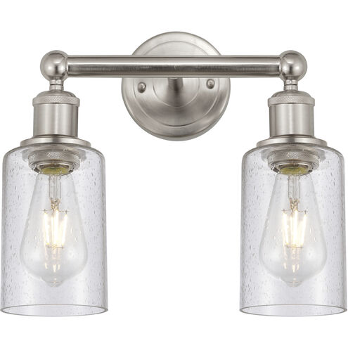 Clymer 2 Light 12.88 inch Brushed Satin Nickel Bath Vanity Light Wall Light in Seedy Glass