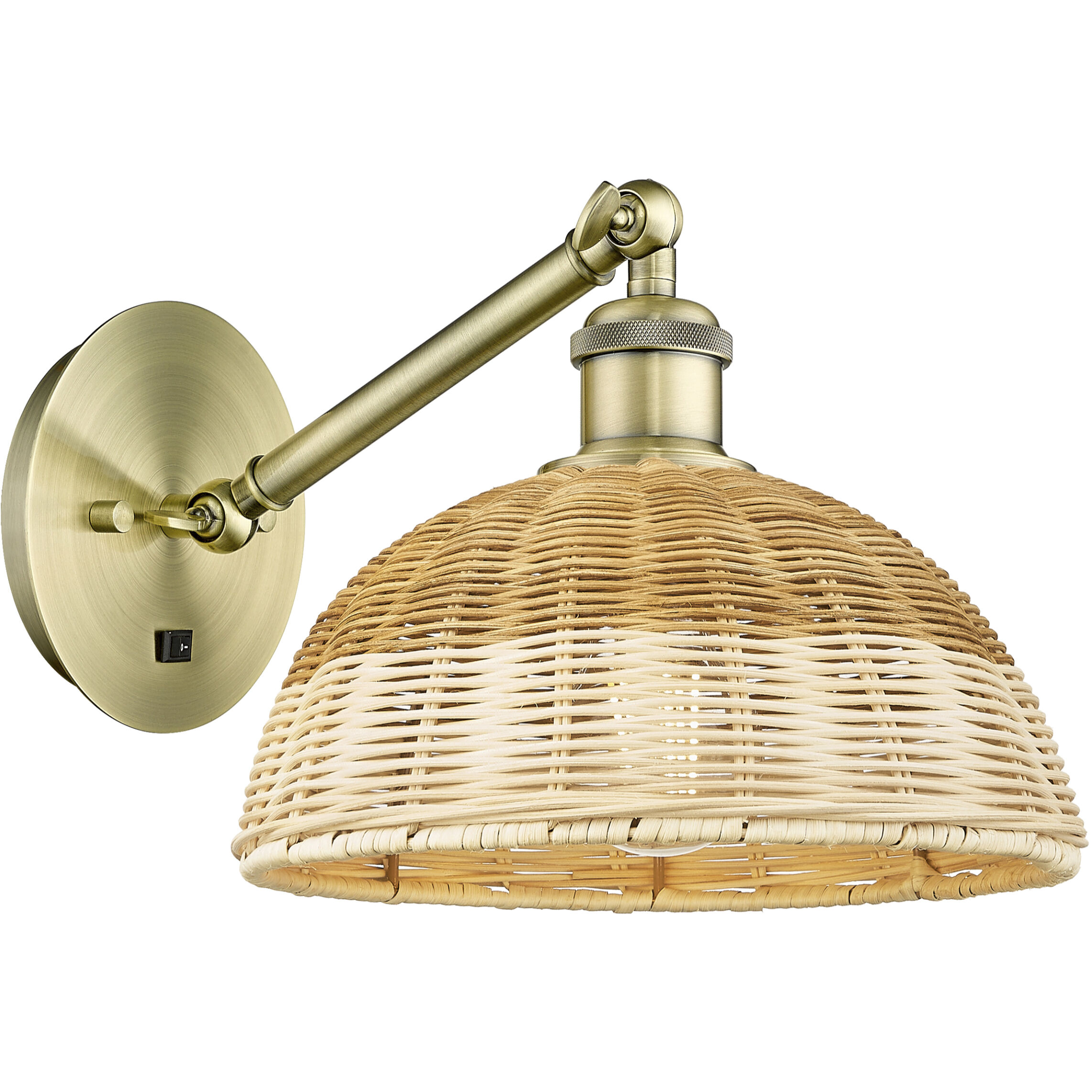 Ballston Bristol Natural II Armed Sconce Wall Light in Antique Brass