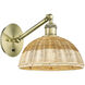 Ballston Bristol Natural II Armed Sconce Wall Light in Antique Brass