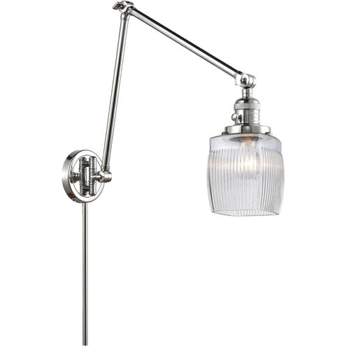 Colton 30 inch 3.50 watt Polished Chrome Swing Arm Wall Light, Franklin Restoration