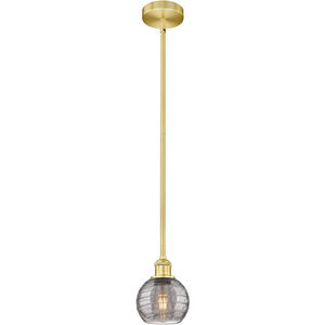 Edison Athens Deco Swirl 1 Light 5.88 inch Satin Gold Stem Hung Mini Pendant Ceiling Light