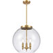 Ballston Athens 3 Light 15.75 inch Satin Gold Statement Pendant Ceiling Light in Incandescent, Clear