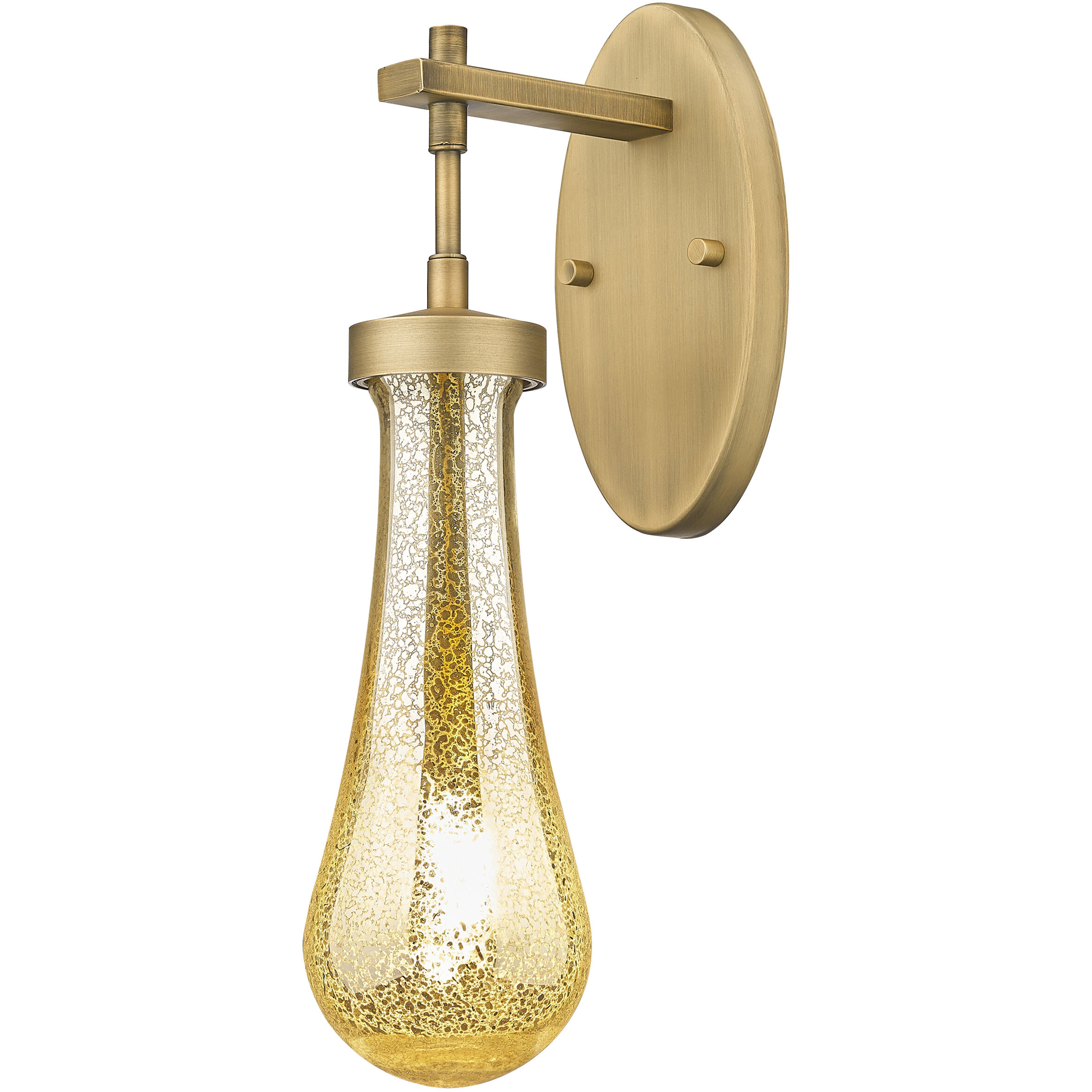 Downtown Urban Owego Armed Sconce Wall Light in Brushed Brass, Mercury